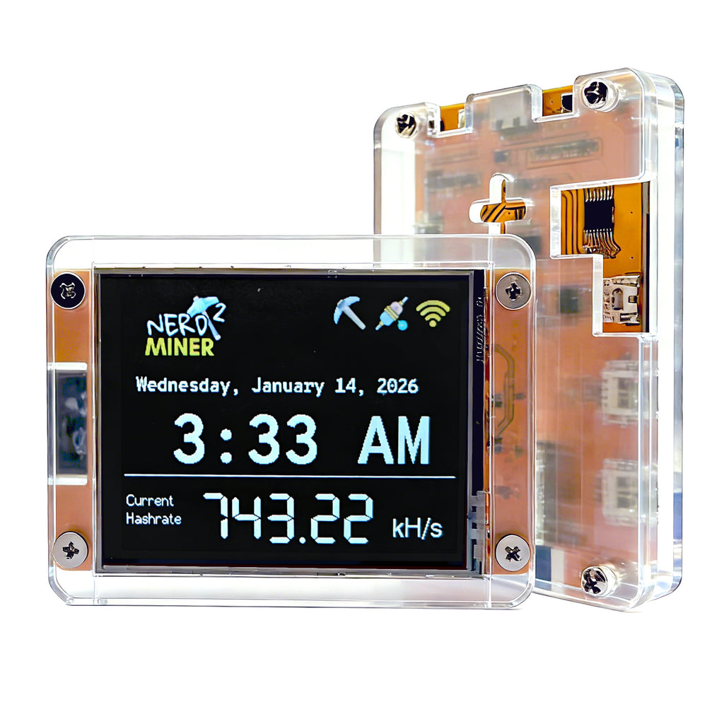 Bitcoin Miner NerdMiner V2 Solo Lottery Miner 740KH/s Hashrate with 2.8" Touchscreen Display ESP32 Development Board USB Plug and Play Crypto BTC Mining Machine - Yellow
