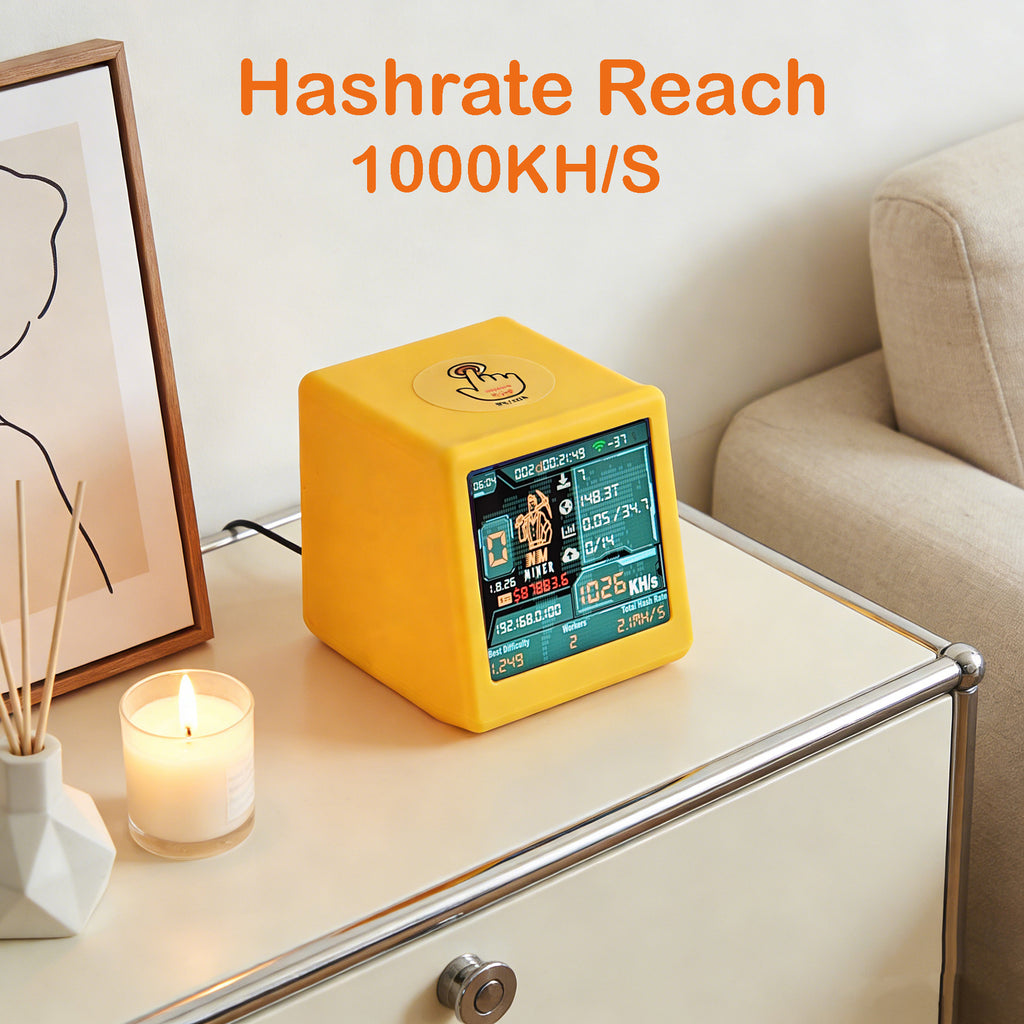 Bitcoin Miner NMMiner NM-TV-154 Machine 1000KH/S Hashrate USB Solo Crypto Miner Display & Clock Desktop Miner with ESP32 Processor BTC Lottery Miner for Home & Office Decor