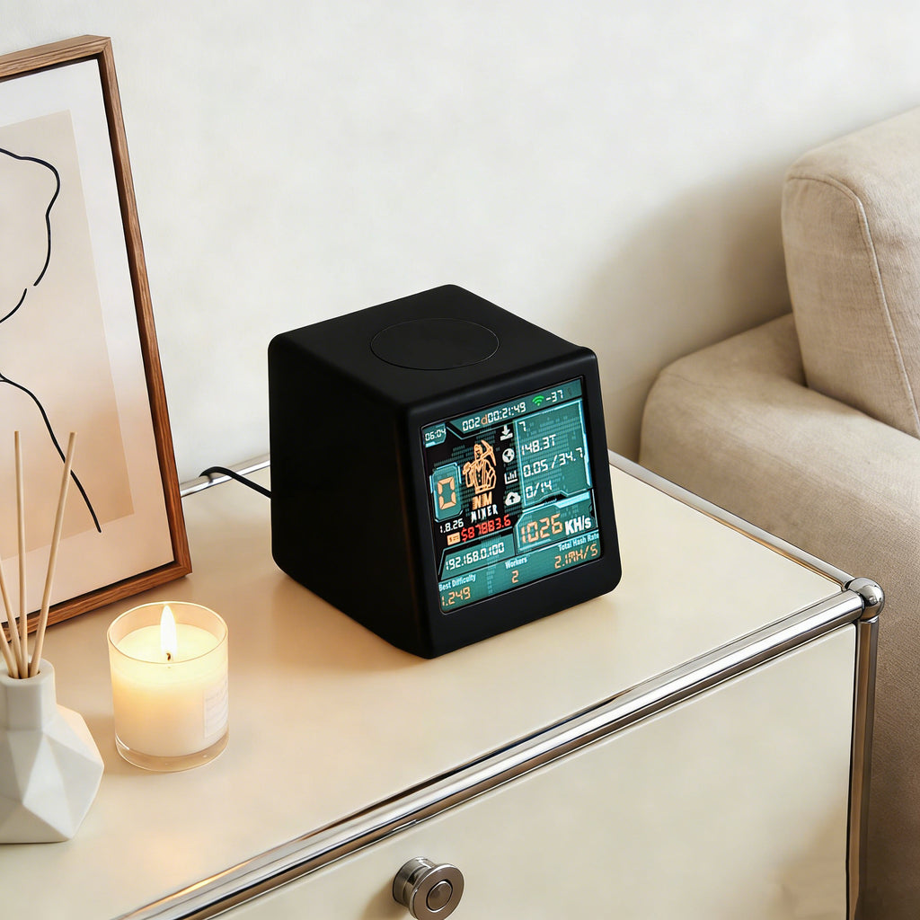 Bitcoin Miner NMMiner NM-TV-154 Machine 1000KH/S Hashrate USB Solo Crypto Miner Display & Clock Desktop Miner with ESP32 Processor BTC Lottery Miner for Home & Office Decor