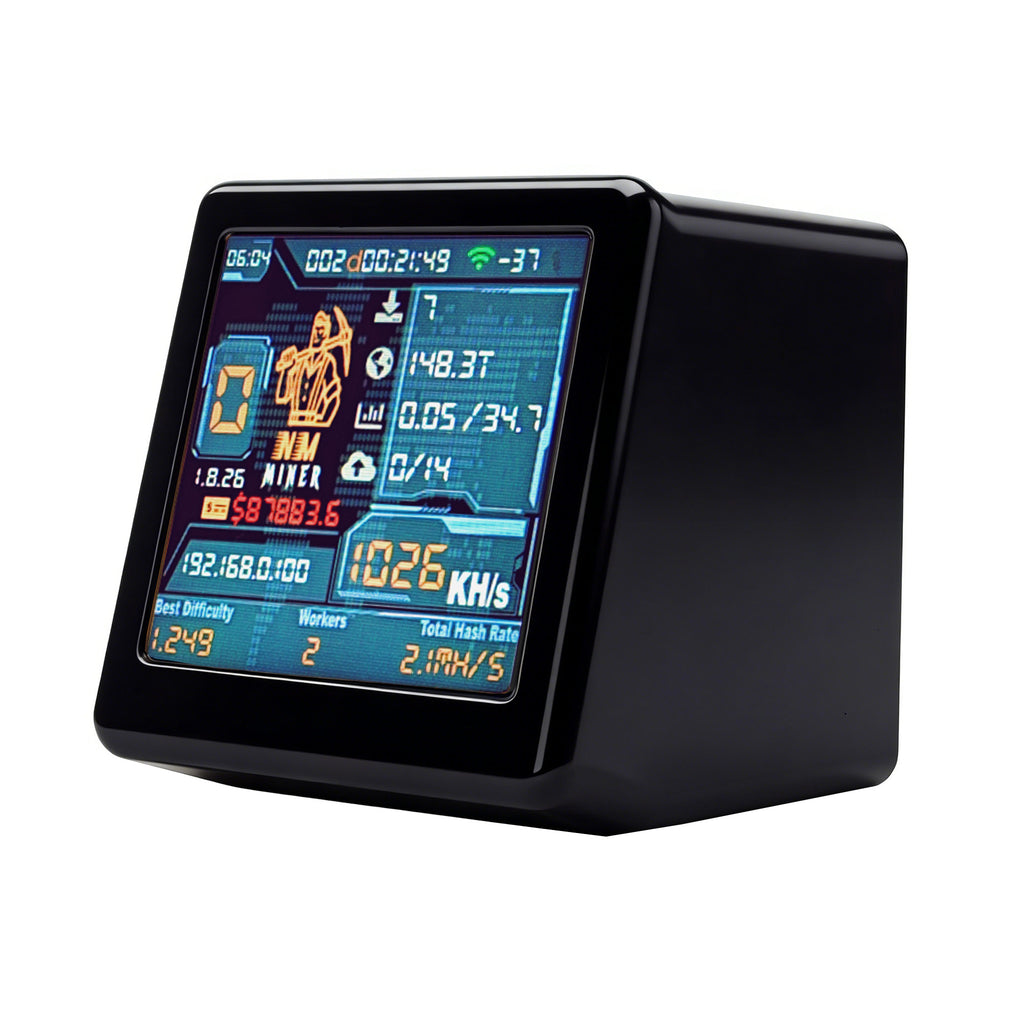 Bitcoin Miner NMMiner NM-TV-154 Machine 1000KH/S Hashrate USB Solo Crypto Miner Display & Clock Desktop Miner with ESP32 Processor BTC Lottery Miner for Home & Office Decor